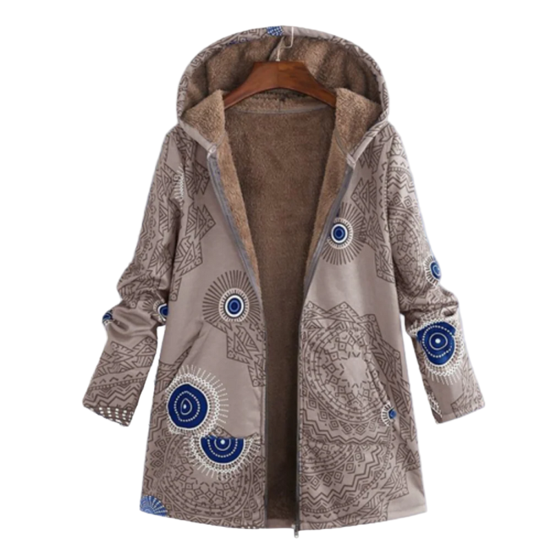 Women's Long Winter Coat Floral Pattern Insulated Polyester