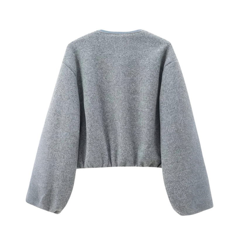 Women's Transitional Jacket Short Cut Long Sleeves Polyester Cotton Blend