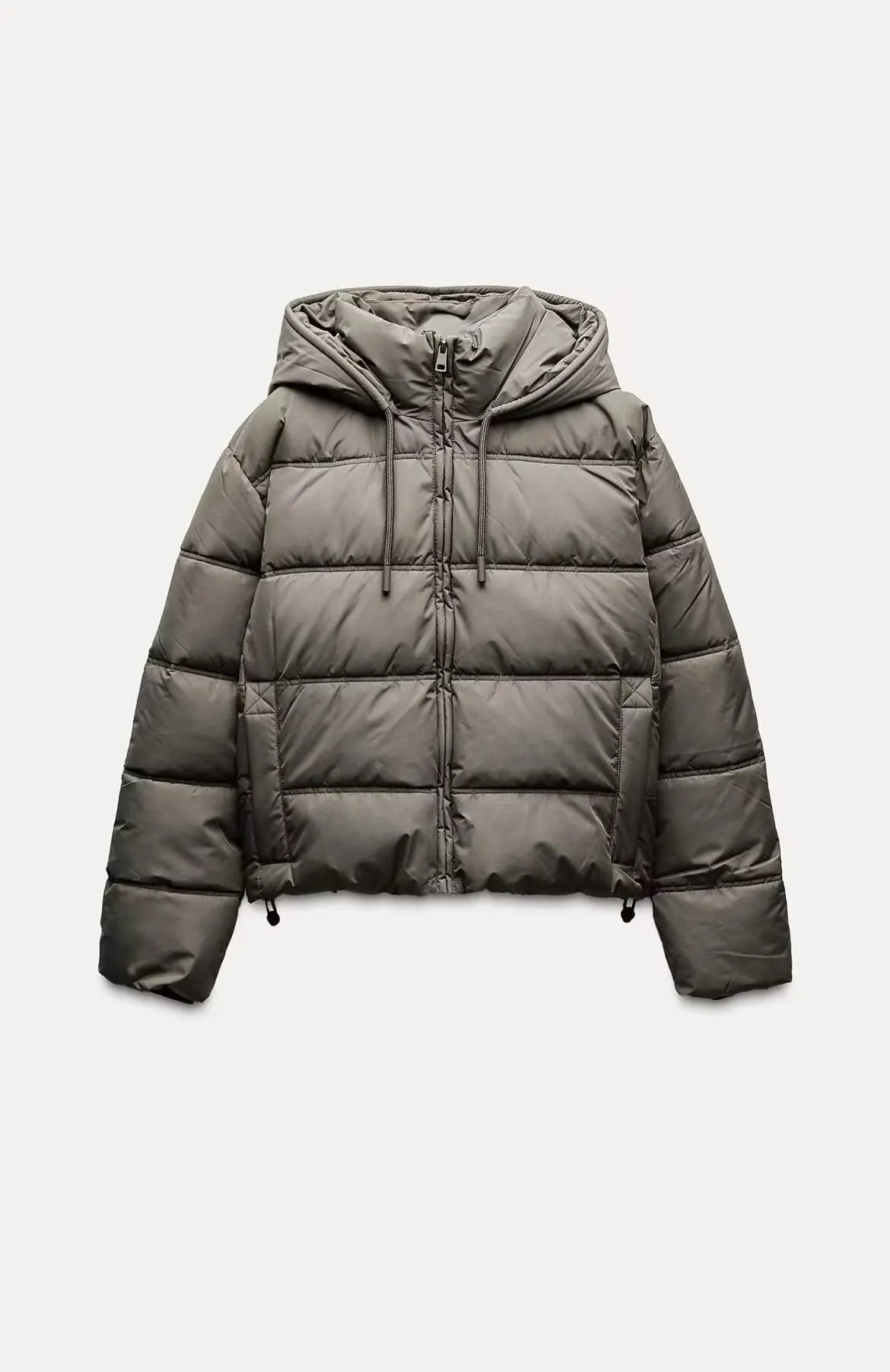 Hooded Black Puffer Jacket Women Quilted Winter Coat