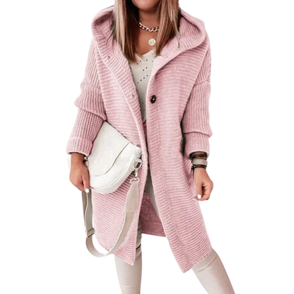 Long Cardigan Gray Soft Knit with Hood