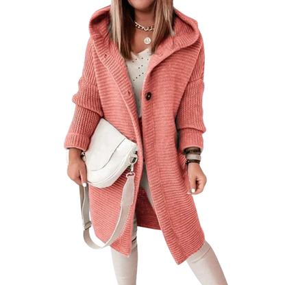 Long Cardigan Gray Soft Knit with Hood