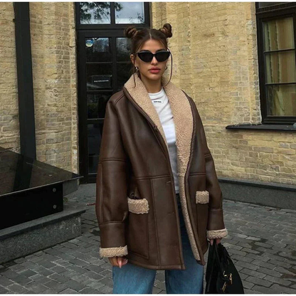 Winter Coat Women Black Polyester Belted Button Closure