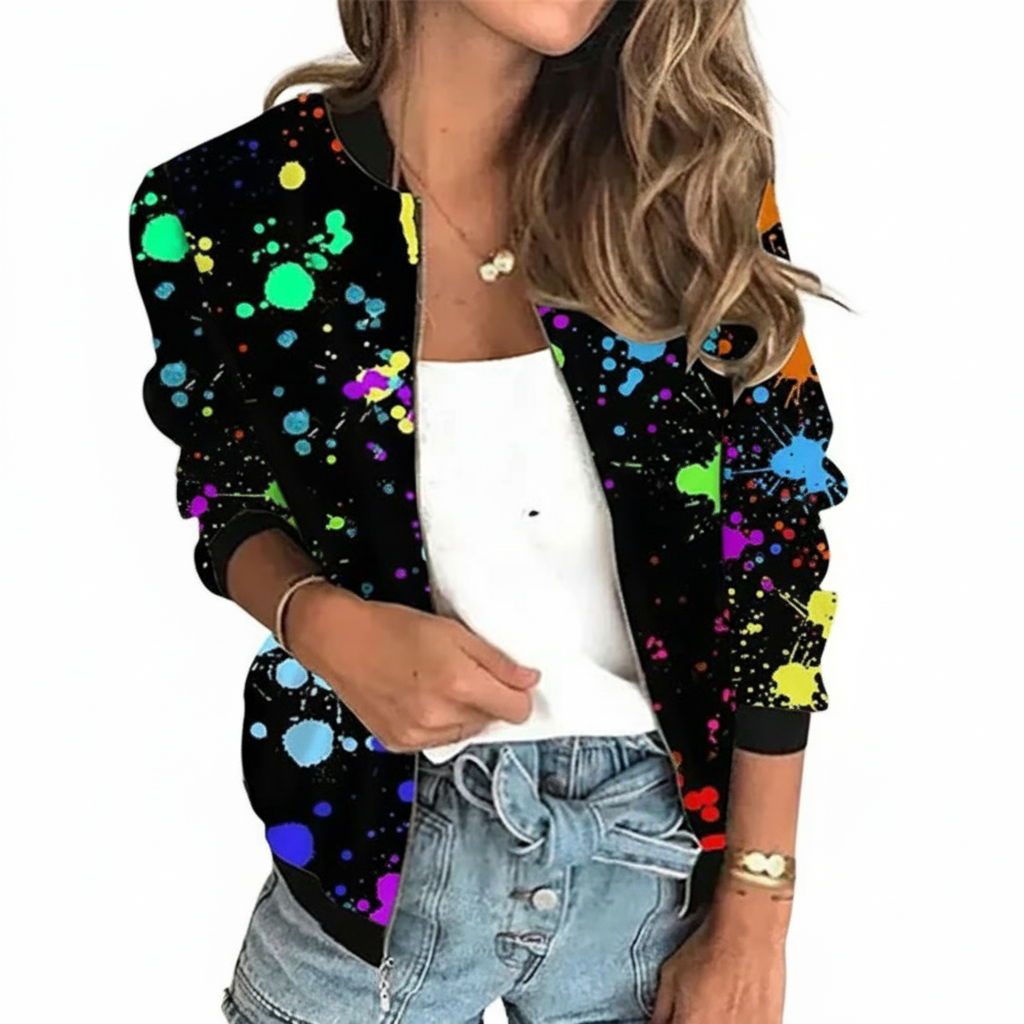 Women's Bomber Jacket Black Polyester Blend