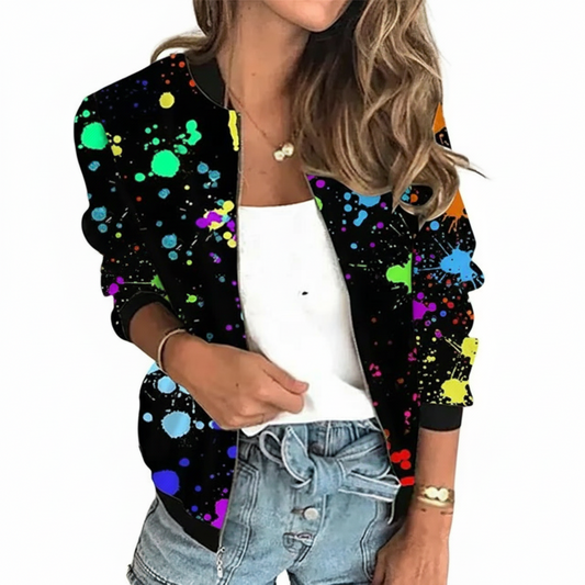 Women's Bomber Jacket Black Polyester Blend