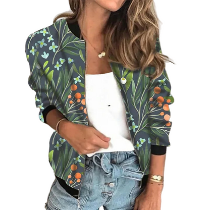 Women's Bomber Jacket Black Polyester Blend