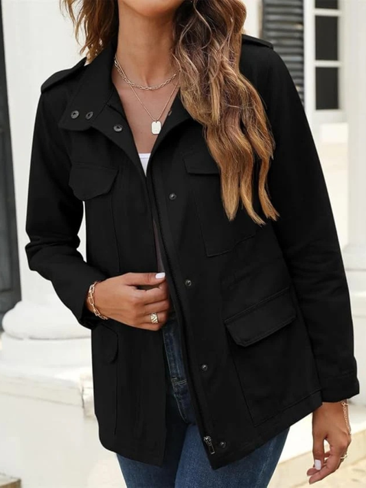 Women's Casual Jacket Black Polyester Blend