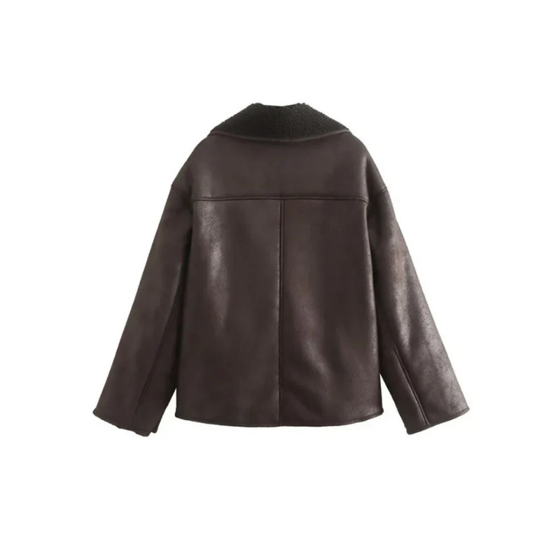 Women's Lapel Jacket Black Wool Blend