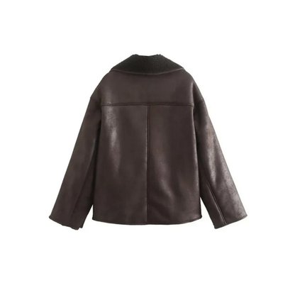 Women's Lapel Jacket Black Wool Blend