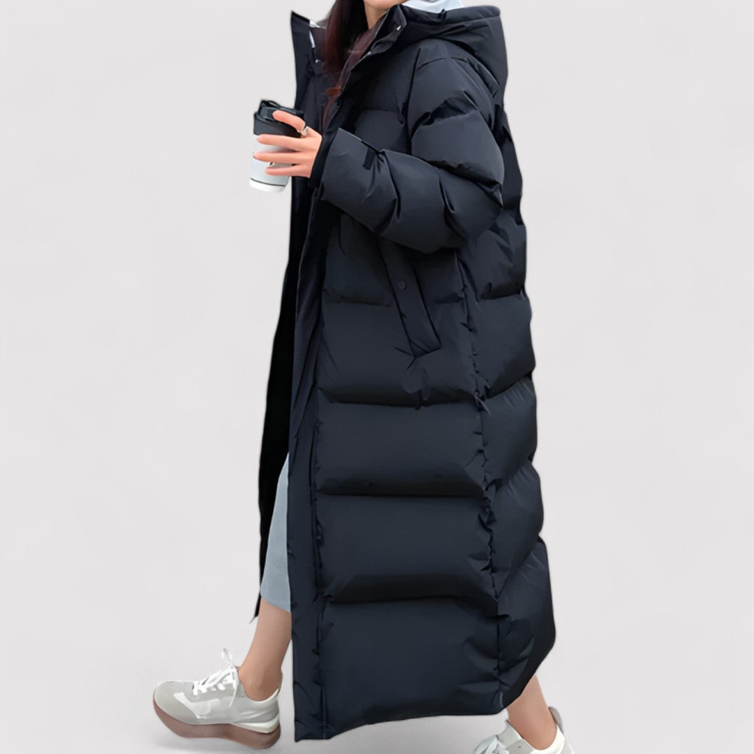 Women's Long Black Puffer Jacket Waterproof Insulated Winter Coat