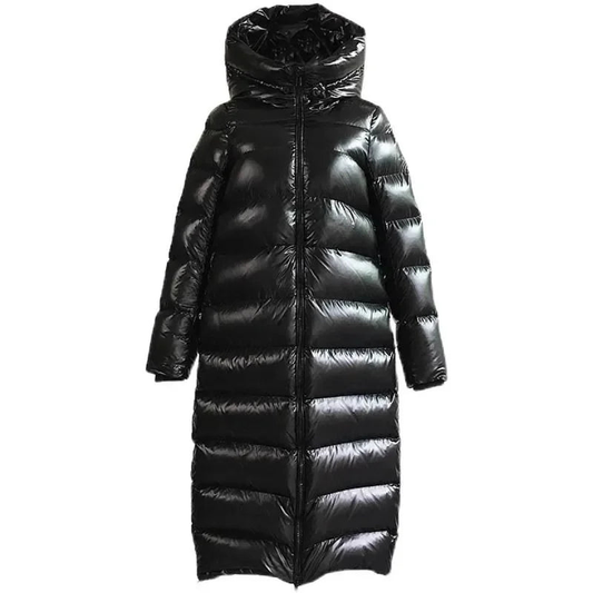Women's Long Down Jacket Black Polyester