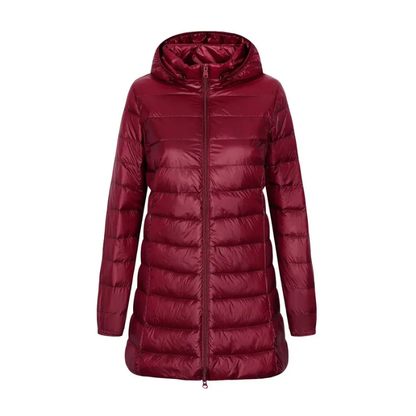 Women's Long Hooded Down Jacket Black Polyamide