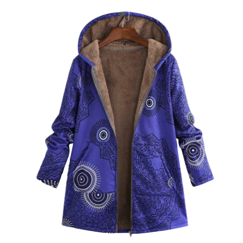 Women's Long Winter Coat Floral Pattern Insulated Polyester