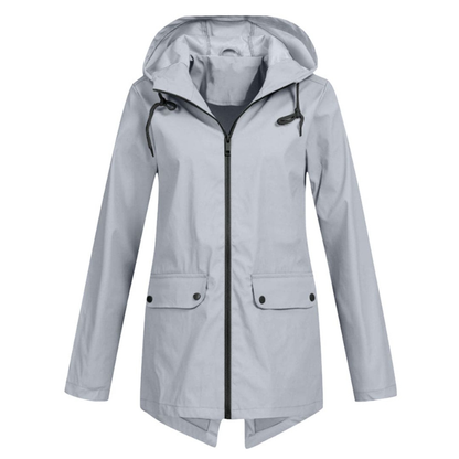 Women's Rain Jacket Blue Waterproof Polyester with Hood