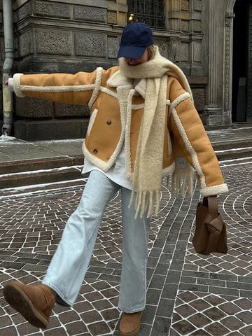 Women's Short Jacket Black Polyester with Contrast Trim