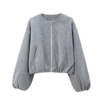 Women's Transitional Jacket Short Cut Long Sleeves Polyester Cotton Blend