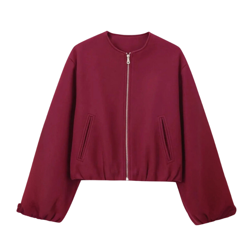 Women's Transitional Jacket Short Cut Long Sleeves Polyester Cotton Blend