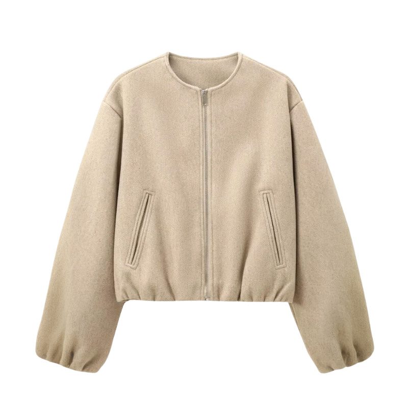 Women's Transitional Jacket Short Cut Long Sleeves Polyester Cotton Blend