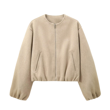 Women's Transitional Jacket Short Cut Long Sleeves Polyester Cotton Blend