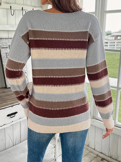 Baily | Colourful crew neck jumper with drop shoulder and long sleeves