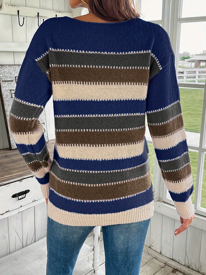 Baily | Colourful crew neck jumper with drop shoulder and long sleeves